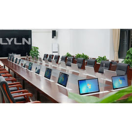 Motorized Retractable Monitor Integrated With Conference Discussion Unit, Microphone is retractable