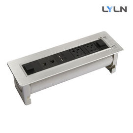 Brushed Aluminum Meeting Table Power Socket , Flip Up Box For Conference Table